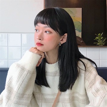 中長假髮整頂假髮-齊瀏海直髮仿真自然女假髮8色73vl44【獨家進口】【米蘭精品】