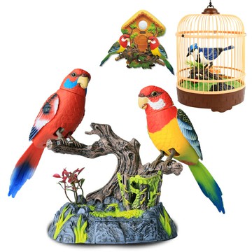 仿真動物辦公室筆筒桌面創意美麗小鳥玩具會叫會動家居客廳假擺件