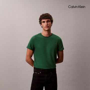 【Calvin Klein】 CK 純色 Liquid Touch 液感圓領 T 恤_綠色