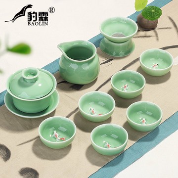 龍泉陶瓷青瓷功夫茶具套裝家用泡茶壺茶杯子蓋碗旅行現代簡約禪意