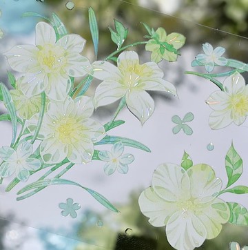 四時青陽 清楚で華やかな花集 PET 紙膠帶 貝殼光 10米卷