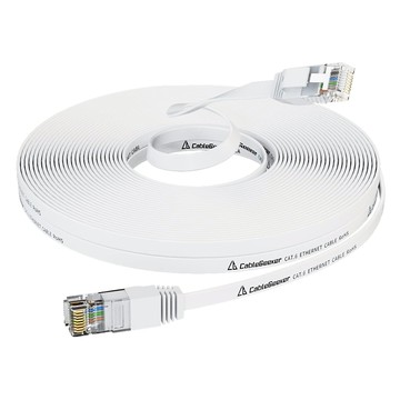 AHOYE CAT6扁平乙太網路線 1Gbps/1000Mbps/NAS伺服器  10m  1個  白色