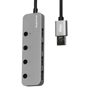 INTOPIC 廣鼎 USB3.1 高速集線器 HB-550 4 Port 獨立開關 指示燈設計 傳輸速率5Gbps  銀色  1個