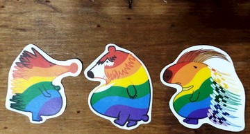 彩虹刺蝟豪豬台灣黑熊防水貼紙任選一張30元