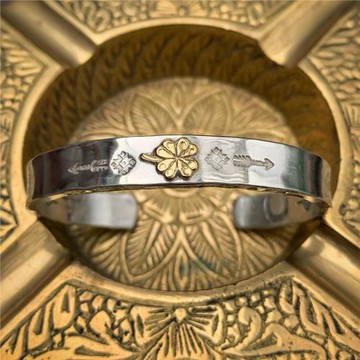 全知眼復古925銀18k四葉草平打手鐲咔嘰非goros高橋高山隆日本bwl