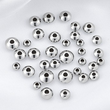 宏雲Hongyun- Jy（100pcs）飛盤隔珠不鏽鋼diy飾品配件 串珠散珠手工材料配飾時尚飛碟通孔珠