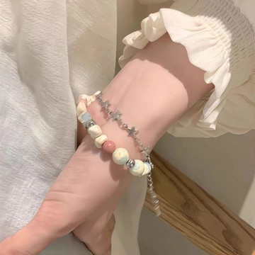 💖限時下訂💖韩版新款奶油色kt猫多巴胺奶油清新星星女生手链ins小众闺蜜甜美 手鏈 女款手鏈