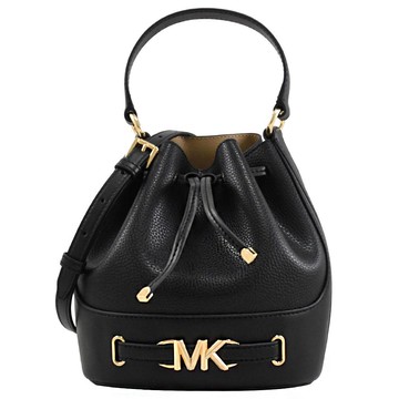 MICHAEL KORS Reed 金屬LOGO皮革兩用水桶包.黑
