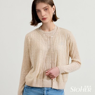 D.經典耀鑽蠶絲針織衫 M-3XL 米色｜SiOHER熹歐禾