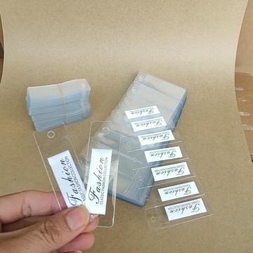 ⚡免運臺灣有貨⚡2.5x8布標袋1000透明pvc標籤套領標袋一面磨砂一面透明可定製⚡可開票