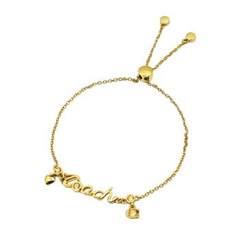 COACH 經典品牌LOGO字母墜飾手鍊 金色 CAD53 GLD