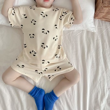 夏季男童女童新款冰絲套裝睡衣家居服短袖可愛兒童睡衣薄款潮夏季居家服居家服兒童睡衣套裝家居服套裝短袖睡衣兒童睡衣