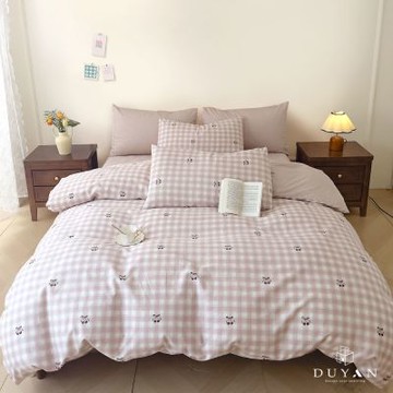 【DUYAN 竹漾】40支精梳棉單人床包二件組 / 櫻粉蜜格 台灣製