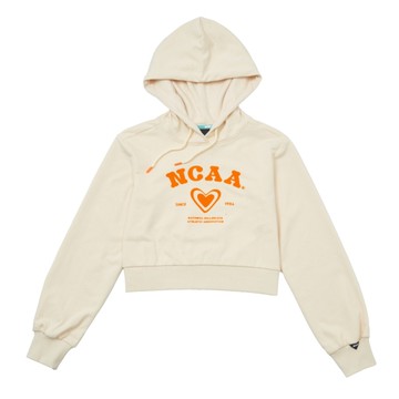 NCAA 帽T 米白 橘LOGO 短版 長袖 女 7452105101