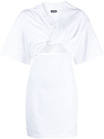 Jacquemus - La Robe T-Shirt Bahia cut-out minidress - women - Cotton - XL - White