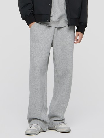 男裝 Logo刺繡刷毛抽繩鬆緊運動褲-淺灰色