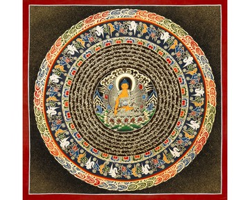 西藏咒語曼陀羅呈現釋迦牟尼佛——手工唐卡藝術