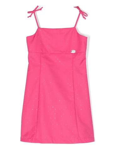 Chiara Ferragni Kids - beaded twill A-line dress - kids - Polyester/Viscose - 9 yrs - Pink