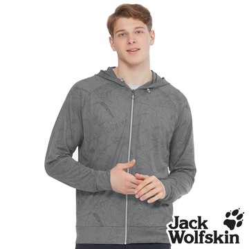 【Jack wolfskin 飛狼】男 涼感抑菌防曬外套 探險等高線印花 『鐵灰』