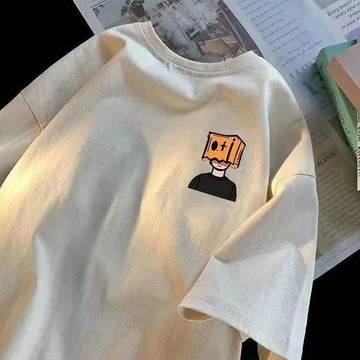 2026夏季新款短袖t恤男港風潮流卡通上衣寬鬆美式復古顯瘦體遮肉