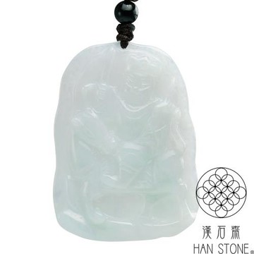 【漢石齋】天然翡翠A貨 趙雲常勝將軍玉佩吊墜 細糯種(38*51*6mm)