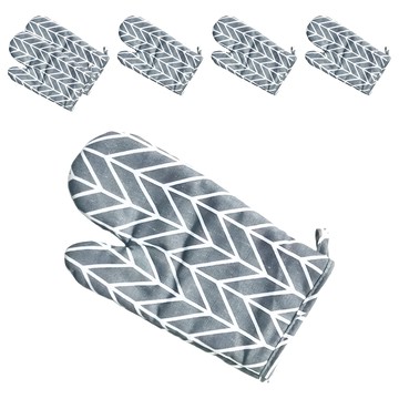 廚房防燙手套 灰葉/黃方格 棉麻材質 尺寸25cm x 13.5cm  6個