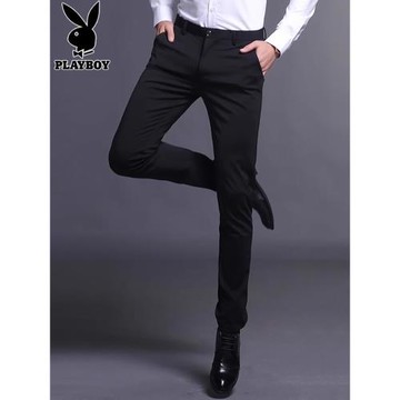 花花公子休閑褲男士西褲2026年春秋季新款修身小腳褲時尚長褲子男