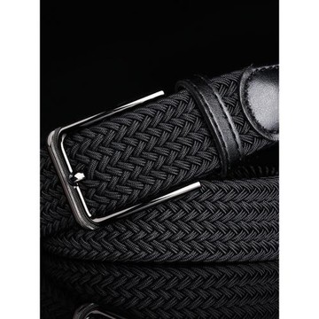 帆布腰帶編制免打孔針扣皮帶男士男款高爾夫彈力編織松緊褲帶運動