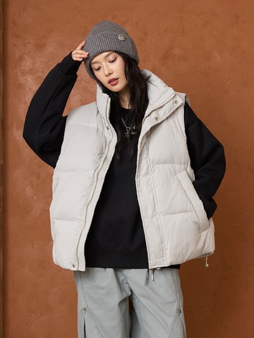 休閒素面蓬鬆舖棉厚背心