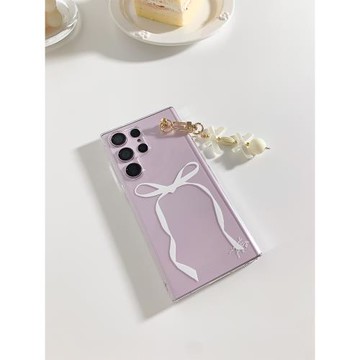 白色蝴蝶結適用三星S26Ultra手機殼Galaxys25+高級感小眾S26plus高級ins風超好看S24防摔透明保護外套女款硬