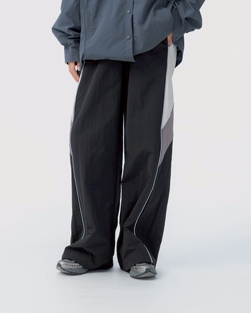 配色拼接金屬釦環工裝長褲 1/2/3