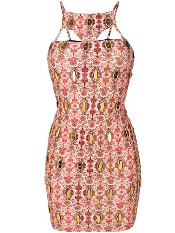 Amir Slama - floral-print cut-out mini dress - women - Polyimide/Elastane - G - Red
