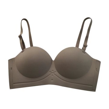 無痕內衣女聚攏小胸顯大收副乳防下垂半杯隱形文胸罩無鋼圈黑色