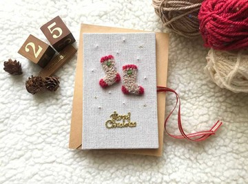 暖暖的聖誕小毛襪  手工卡片 聖誕卡 | Handmade Christmas card