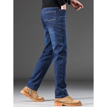 雪中飛2026春裝新款水洗牛仔褲男士商務休閑百搭時尚寬松直筒褲