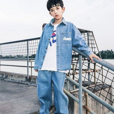 デニムシャツ デニム ジーンズ ジーパン デニムダンス衣装 デニムシャツ ダンス衣装 セットアップ 男の子 女の子 トップス ガールズ 通販 Lineポイント最大get Lineショッピング