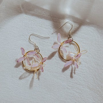 【緣-薰衣草紫】垂墜耳環 | 水晶花飾品