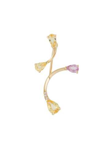 LE STER - 18kt yellow gold diamond sapphire Rose More and Lemon Flare right ear studs - women - Diamond/18kt Yellow Gold/Pink Sapphire/Yellow Sapph...