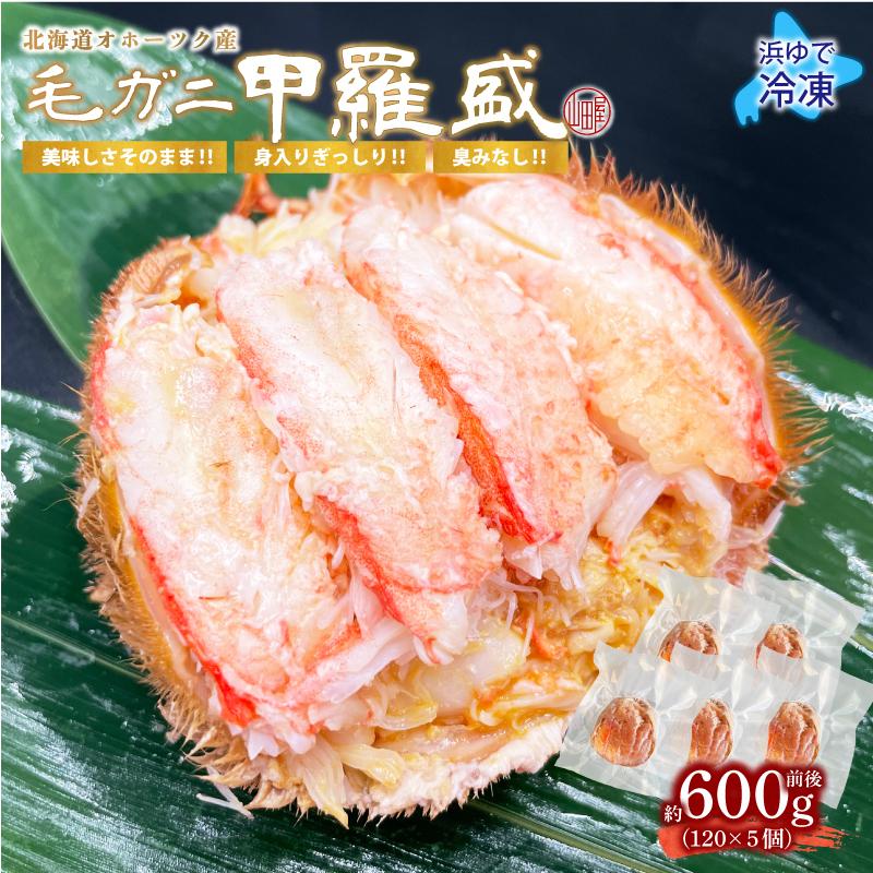 浜茹　冷凍　毛ガニ甲羅盛　新鮮　毛ガニ　×　北海道産　堅蟹　600g　オホーツク産　120g　北海道　甲羅盛　5個　最上級　前後(　2022年度　LINEショッピング