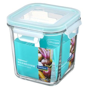 Glasslock 方形強化玻璃可微波保鮮罐 920ml 1個  1入