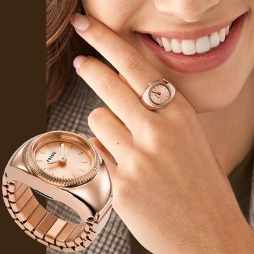 FOSSIL Watch Ring 手錶戒指 戒指錶 雙12購物節 送禮首選-玫瑰金 ES5247