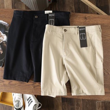 超值出口整單貨！彈力紗卡水洗全棉男士夏季商務休閑純色百搭短褲