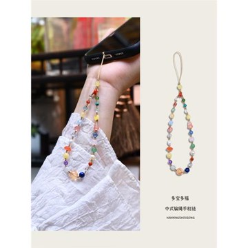 南星手工原創龍年多寶多福手機鏈小眾甜美手機掛繩掛飾可套手腕