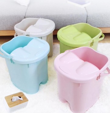 泡腳桶 塑料家用加高加厚帶蓋泡腳盆過小腿便攜高深桶洗腳桶足浴盆