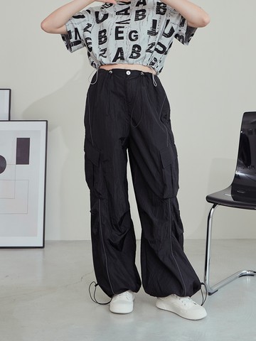 寬版大口袋設計舒適工裝寬褲