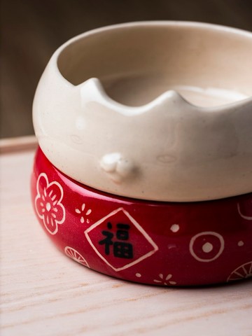 陶瓷雙層福氣貓貓碗