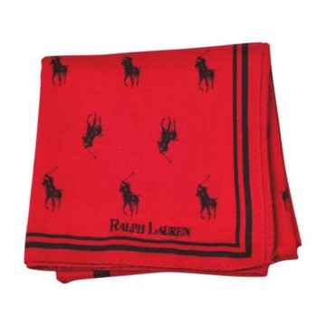 RALPH LAUREN POLO 紅底品牌滿版小馬LOGO圖騰帕領巾(51CM)