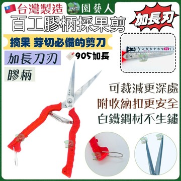 ［園藝人］百工膠柄採果剪 長刃芽切剪 台灣製摘果剪 白鐵鋼材摘果剪 園藝芽切剪 長刃摘果剪