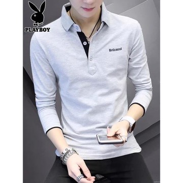 花花公子長袖t恤男士打底上衣2026年春秋季新款休閑加絨polo衫男T