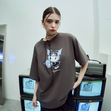 CACO-酷洛米落肩寬上衣‧親子款-女【J2SA051】